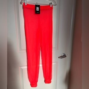 FashionNova Neon Coral sheer coverup pants, Size M